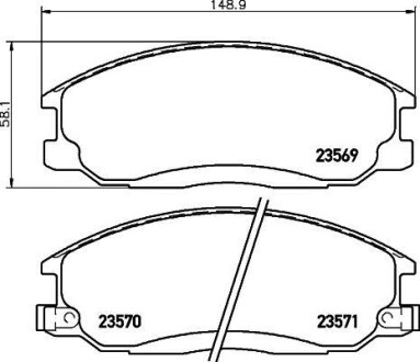 Колодки гальмівні дискові передние Hyundai Santa Fe 01-06)/Ssang Yong Actyon, Kyron, Rexton 2.0, 2.4, 2.7 (05-) - NISSHINBO NP6007