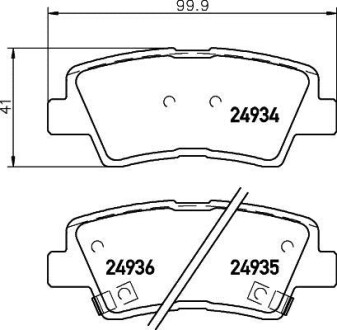 Колодки тормозные дисковые задние Hyundai Elantra 1.6, 2.0 (15-),Tucson 2.0 (04-10)/Ssang Yong Actyon, Korando 2.0 (12-) - NISSHINBO NP6022