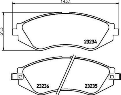 Колодки гальмівні дискові передние Chevrolet Lacetti, Nubira 1.4, 1.6, 1.8, 2.0 (05-) - (96281937, 96405129, 96495227) NISSHINBO NP6028 (фото 1)