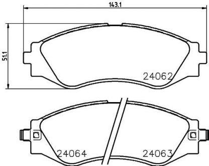 Колодки тормозные дисковые передние Chevrolet Lacetti, Nubira 1.4, 1.6, 2.0 (05-) - (96245178, 96253367, 96253382) NISSHINBO NP6029 (фото 1)