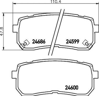 Колодки тормозные дисковые задние Hyundai H-1, ix55 2.5, 3.0 (08-) - NISSHINBO NP6033