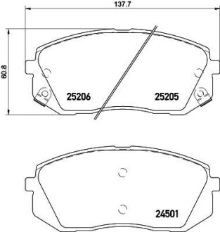 Колодки тормозные дисковые передние Hyundai i40, ix35 1.6, 1.7, 2.0 (11-)/Kia Sportage 2.0, 2.7 (04-) - NISSHINBO NP6034