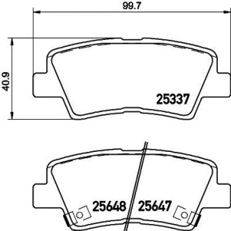 Колодки тормозные дисковые задние Hyundai Accent, i40/Kia Rio/Ssang Yong 1.4, 1.6, 1.7, 2.0 (10-) - (48413350D0, 583023LA10, 583022TA40) NISSHINBO NP6036 (фото 1)