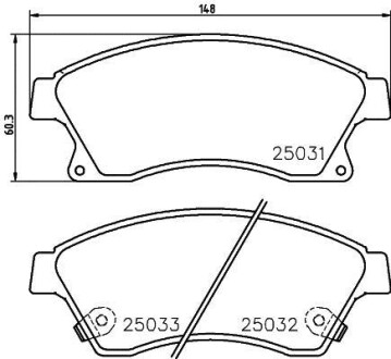 Колодки гальмівні дискові передние Chevrolet Aveo T300, Cruze 1.6, 1.8, 2.0 (12-) - NISSHINBO NP6048