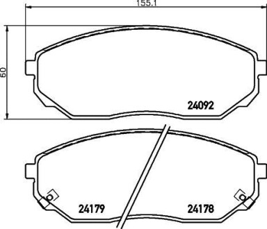 Колодки тормозные дисковые передние Kia Sorento 2.4, 2.5 (02-) - (581013ED00, 581013EE00, 581013EE01) NISSHINBO NP6053