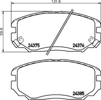 Колодки тормозные дисковые передние Hyundai Elantra, Sonata, Tucson/Kia Sportage, Soul 1.6, 2.0 2.4 (04-) - NISSHINBO NP6089