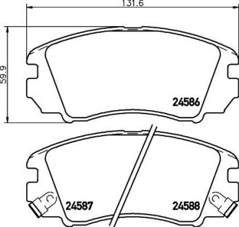 Колодки тормозные дисковые передние Hyundai Sonata, Tucson/Kia Sportage 2.8 (04-) - (581013KA40, 581012GB00) NISSHINBO NP6090 (фото 1)