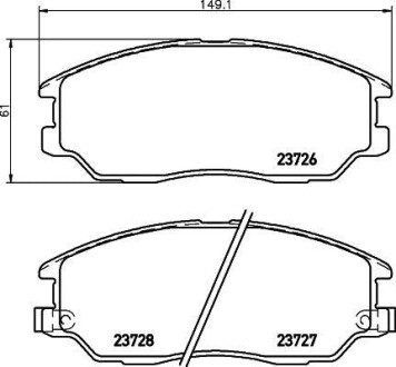 Колодки тормозные дисковые передние Hyundai Terracan 2.9, 3.5 (03-06) - NISSHINBO NP6092