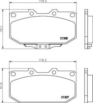 Колодки гальмівні дискові передні Subaru Impreza 2.0, 2.5 (00-07) - (4106004U90, 4106030P91, 4106030P93) NISSHINBO NP7012 (фото 1)