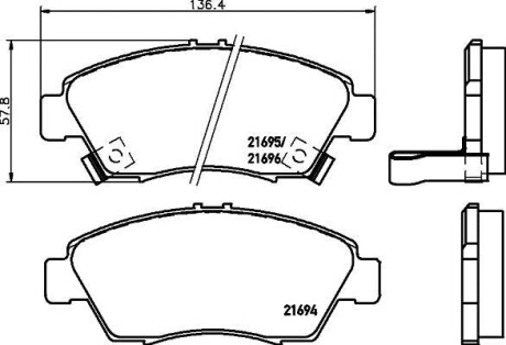 Колодки гальмівні дискові передні Honda Civic 1.5, 1.6 (94-01) - NISSHINBO NP8005