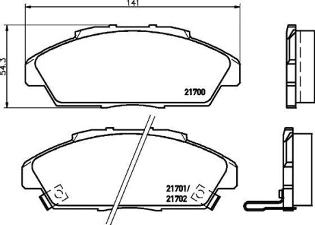 Колодки тормозные дисковые передние Honda Accord IV 1.8, 2.2 (90-93) - NISSHINBO NP8024