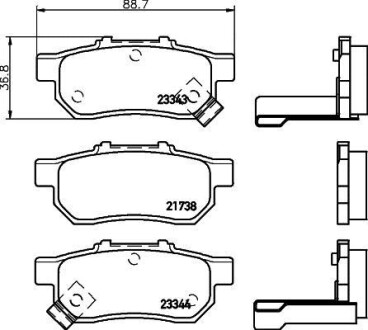 Колодки гальмівні дискові задні Honda Jazz 1.2, 1.3, 1.5, (02-09) - (43022S04E01, 43022S04E02, 43022S04E03) NISSHINBO NP8027 (фото 1)