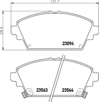 Колодки гальмівні дискові передні Honda Accord VI 1.8, 2.0, 2.3 (98-02) - (45022S1AE00, 45022S1AE01, 45022S1AE02) NISSHINBO NP8028 (фото 1)