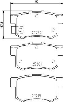 Колодки тормозные дисковые задние Honda Accord, Civic 1.4, 1.6, 1.7, 2.0 (01-05) - (06430S5AE50, 43022S2AE50, 5580080J02) NISSHINBO NP9018 (фото 1)