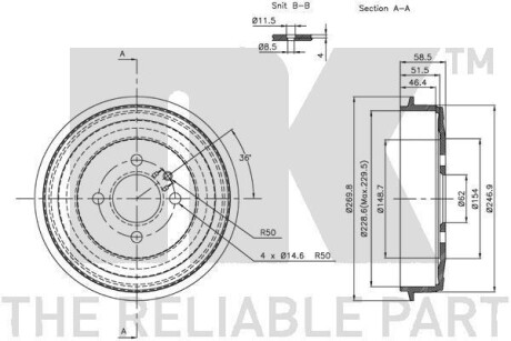 Фото 3 - Тормозной барабан NK 251503