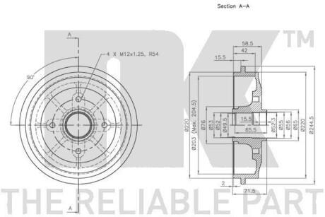 Фото 3 - Гальмівний барабан NK 251907