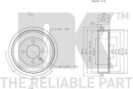 Фото 3 - Гальмівний барабан NK 254725