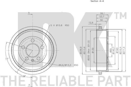 Фото 3 - Тормозной барабан NK 254727
