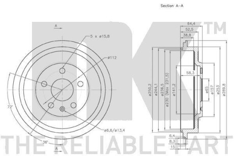 Фото 3 - Гальмівний барабан NK 254733