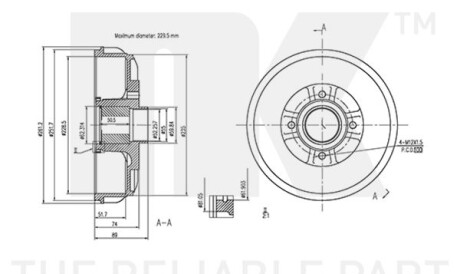Барабан тормозной задний в сборе с кольцом абс и подшипником (229x52mm) / lada largus.m.b citan.nissan almera-ii.renault captur-i,clio-iv,dokker,kango - (a4154230101, 4154230101, 432000505R) NK 259910