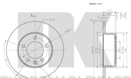 Фото 3 - Тормозной диск NK 313977