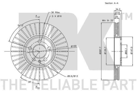 Фото 3 - Тормозной диск NK 314760