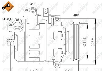 Компресор кондиціонера Audi A4/A6 1.9TDI 00-05 - NRF 32106