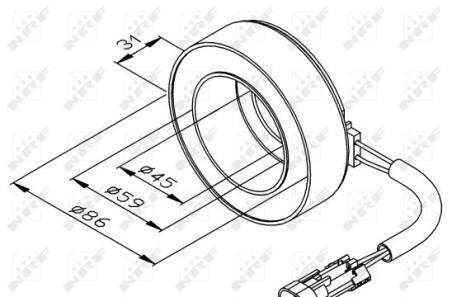 Котушка шківа компресора кондиціонера Opel Astra G/Combo 98- - (4709128, 1537745, 93190815) NRF 38475