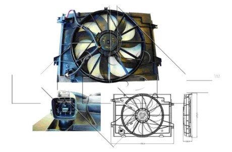 Вентилятор, охлаждение двигателя - (253801F250, 253801F251, 253802E250) NRF 47285