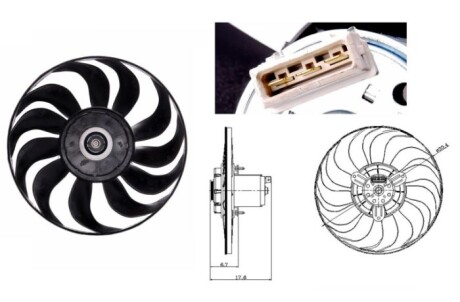 Вентилятор, охлаждение двигателя - (1H0959455AB, 1H0959455J, 1H0959455K) NRF 47641