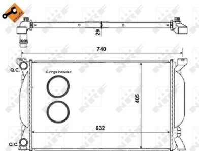 Радіатор охолодження Audi A4 1.6-2.0/1.9/2.0TDI 00-09/Seat Exeo 08-13 - (8E0121251) NRF 50539