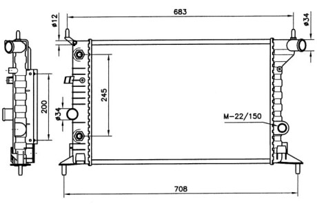 Радиатор, охлаждение двигателя - (1300158, 90499823) NRF 519516