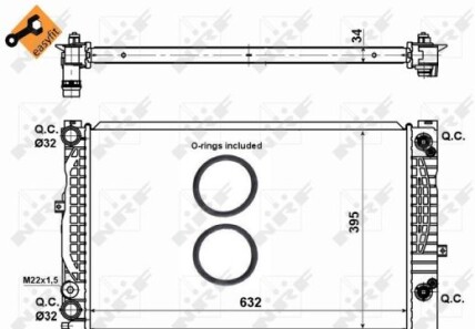 Радіатор охолодження Audi A4/A6/VW Passat 1.6-1.8T/1.9TDI 94-05 - (8D0121251BC, 4B0121251AG, 4B0121251T) NRF 529504