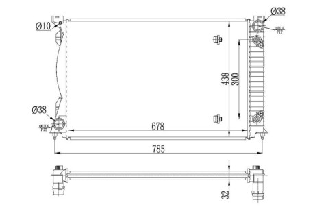 Радиатор, охлаждение двигателя - (4F0121251P, 4F0121251AG, 4F0121251F) NRF 53023