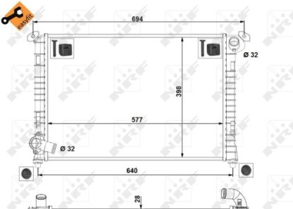 Радіатор охолодження Mini Cooper 1.6/One 1.4/1.6 01-06 - (17107509714, 17107570821, 17117570821) NRF 53807