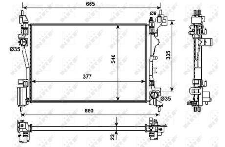 Радиатор, охлаждение двигателя - (1330T8, 51780706, 51790774) NRF 53981