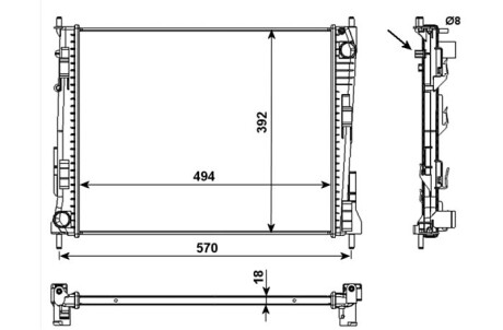 Радиатор, охлаждение двигателя - (3547145, 8603852, 8603899) NRF 53992