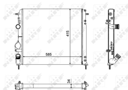 Радиатор, охлаждение двигателя - (7700429769, 8200189286, 8200189288) NRF 58325