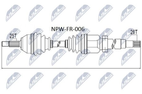 Полуось - (1141768, 3652045, XS4W3B436BB) NTY NPW-FR-006