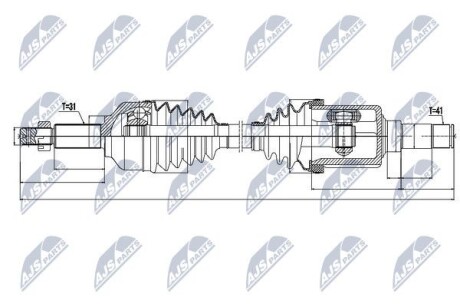 Npw-fr-073, полуось приводная - (1841533, 1774279) NTY NPWFR073