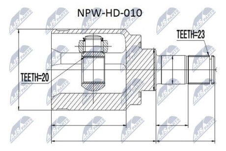 ШРУС внутренний задний Honda CR-V - (495000X002, 4950605A00, 42017SXSA11) NTY NPW-HD-010