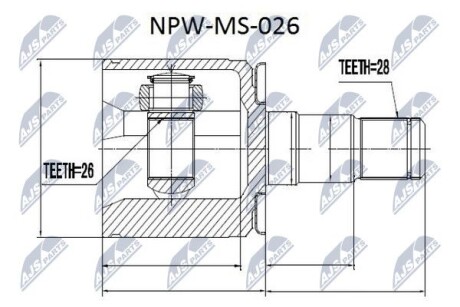 Шрус внутренний левый Pajero, Pajero Sport, L200, Delica - NTY NPWMS026