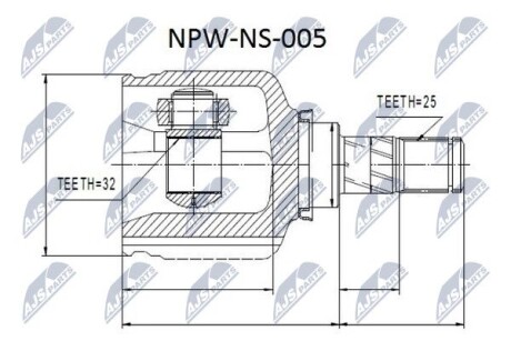 Шарнир равных угловых скоростей - (391012F210, 391015J010) NTY NPW-NS-005