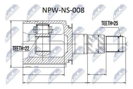 Шрус внутренний правый FX - NTY NPWNS008