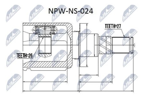 ШРУС - (39100EB310, 39100EB300, 39711EB30A) NTY NPW-NS-024 (фото 1)