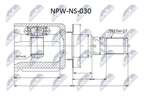 Шарнир равных угловых скоростей - (39100EB300) NTY NPW-NS-030