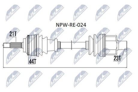 Полуось - (7701352422, 7701352473, 7701352597) NTY NPW-RE-024