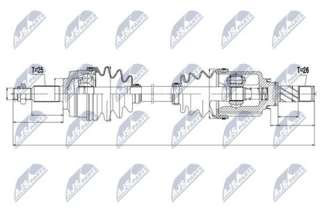 Полуось - (391011406R, 391015654R, 391019924R) NTY NPW-RE-049