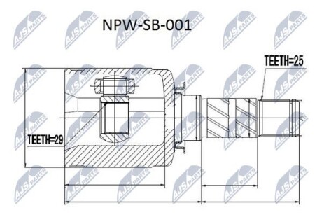 ШРУС НАРУЖНЫЙ - (28321XA00C, 28321XA00A, 28321XA00B) NTY NPW-SB-001