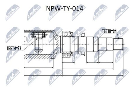 Шарнир равных угловых скоростей - (430300W040, 0443808130) NTY NPW-TY-014